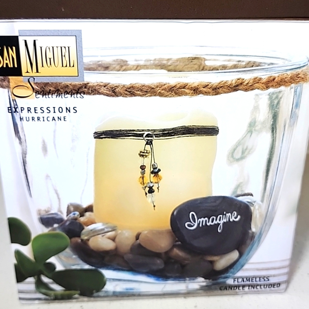 San Miguel Hurricane Flameless Candle with Inspiration Rocks. New In Box. - Picture 5 of 5